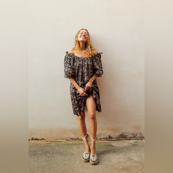 Free People Jet Set Floral Off-Shoulder Mini Dress - Picture 1 of 10